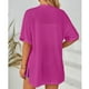 thumbnail image 5 of ICHUANYI Clearance Womens Spring And Summer Short SleevesＶ-NeckSolid Color Casual Cardigan Solid Color Cover Up(Hot Pink, S) ICHUANYI WER2023081112959, 5 of 6