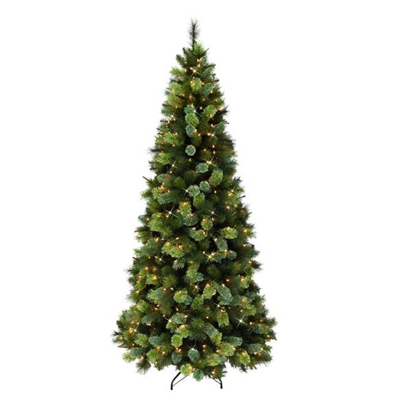 Puleo International PPSL-75C45 7.5 ft. Pre-Lit Slim Portland Pine Artificial Christmas Tree with Cashmere Tips & 450 UL-Listed Clear Incandescent Lights