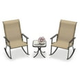thumbnail image 2 of Costway 3 PCS Patio Rocker Set with High Backrest & Wood-Plastic Tabletop Coffee Table, 2 of 10