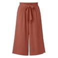 thumbnail image 6 of Audhol Gaucho Pants for Women Pants for Women Elastic Waisted Wide Leg Pants Casual Trousers with Pockets Trendy Loose for Work Wide Leg Capri Pants for Women orange S, 6 of 6