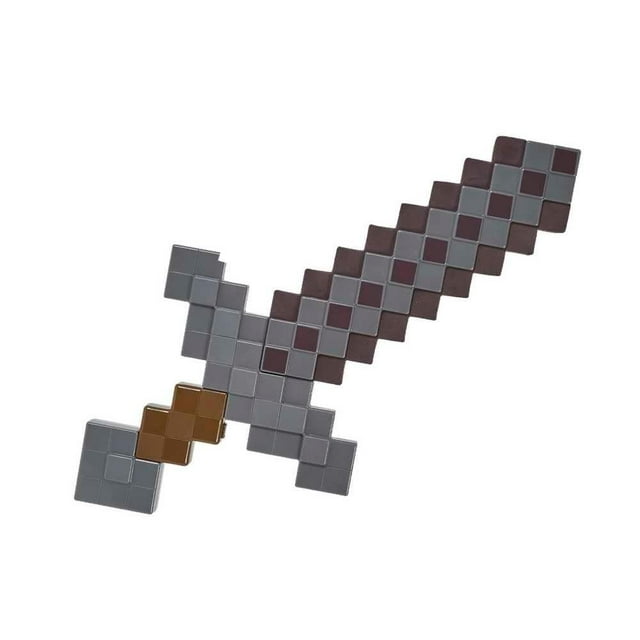 Figura de acción MATTEL Minecraft Vanilla Espada con sonidos de lujo, espada pixelada multicolor con mango marrón y hoja gris, diseño inspirado en el videojuego Minecraft, figura coleccionable y juguete interactivo con efectos de sonido auténticos para juego seguro.