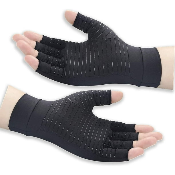 Guantes Mujeres Hombres Alivian el Dolor de Manos, Hinchazón y Túnel Carpiano Sin Dedos para Escribir, Soporte para Articulaciones, Grande
