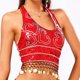 thumbnail image 4 of Top corto con lentejuelas para mujer - Sujetador de danza del vientre, camiseta sin mangas, borlas con lentejuelas, talla única, 4 of 7