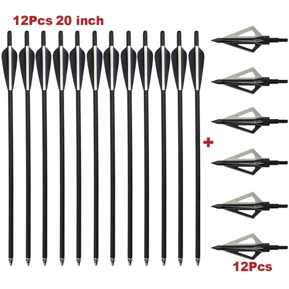 EROCK 12x 100 grain Broadheads Target Hunting 12x 20" Carbon Crossbow Bolts arrows