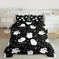 thumbnail image 2 of Manfei Black White Bow Ghost Queen Comforter Set, Cartoon Stars Print Bedding Comforter Set, Teens Boys Girls Kids Reversible Bedding Set, Luxury Bedroom Decor, 3 Pieces, 2 of 8