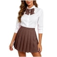 thumbnail image 5 of Pleated Skirt for Women Ihhxva High Waist Mini Elastic School Uniform A-Line Flared Fit Cotton Casual Office Daily Wear Spring XS-3XL, 5 of 9