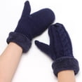 thumbnail image 2 of Guantes de punto para niños Mitones azul oscuro Moda para mujer Felpa tejida Corte torcido Dedos engrosados Más guantes de lana Mitones Guantes térmicos para bebés Invierno, 2 of 3
