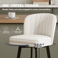 thumbnail image 4 of MultiHaven 26'' Bar Stools Set of 2,Swivel Counter Height Bar Stool with Shell-Inspired Back,Fabric Kitchen Island Chairs for Bar,Cafe - Beige, 4 of 9