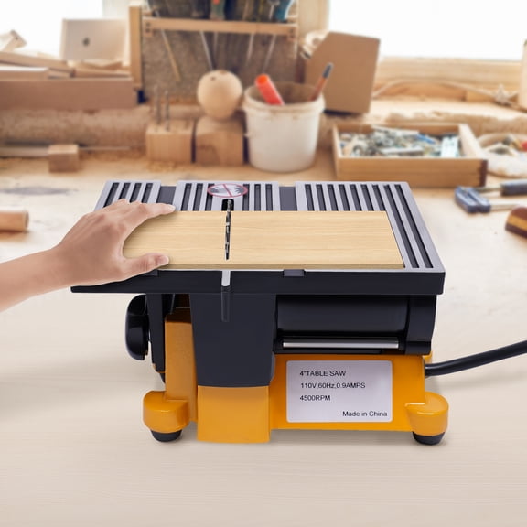 Mini Table Saw Cutting Tool – 4" Carbide Tipped & Diamond Blades, Lightweight, High-Efficiency Motor for Wood, Plastic, Glass, and Metal Cutting