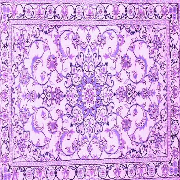 Ahgly Company Indoor Square Medallion Purple Traditional Area Rugs, 6' Square