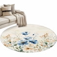 thumbnail image 2 of Blue Spring Floral Round Area Rug 4 FT, Non Slip Indoor Outdoor Rug, Summer Botanical Vintage Washable Circular Carpet Non-Shedding Floor Mat for Coffee Table Nursery Foyer Balcony, 2 of 9