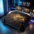 thumbnail image 3 of Manfei Wildlife Lion Quilt King, Romantic Valentine's Day King Coverlet Set, Black Brown, Black Reversible, 3-Piece, 1 Bedspread and 2 Pillowcases, 3 of 7
