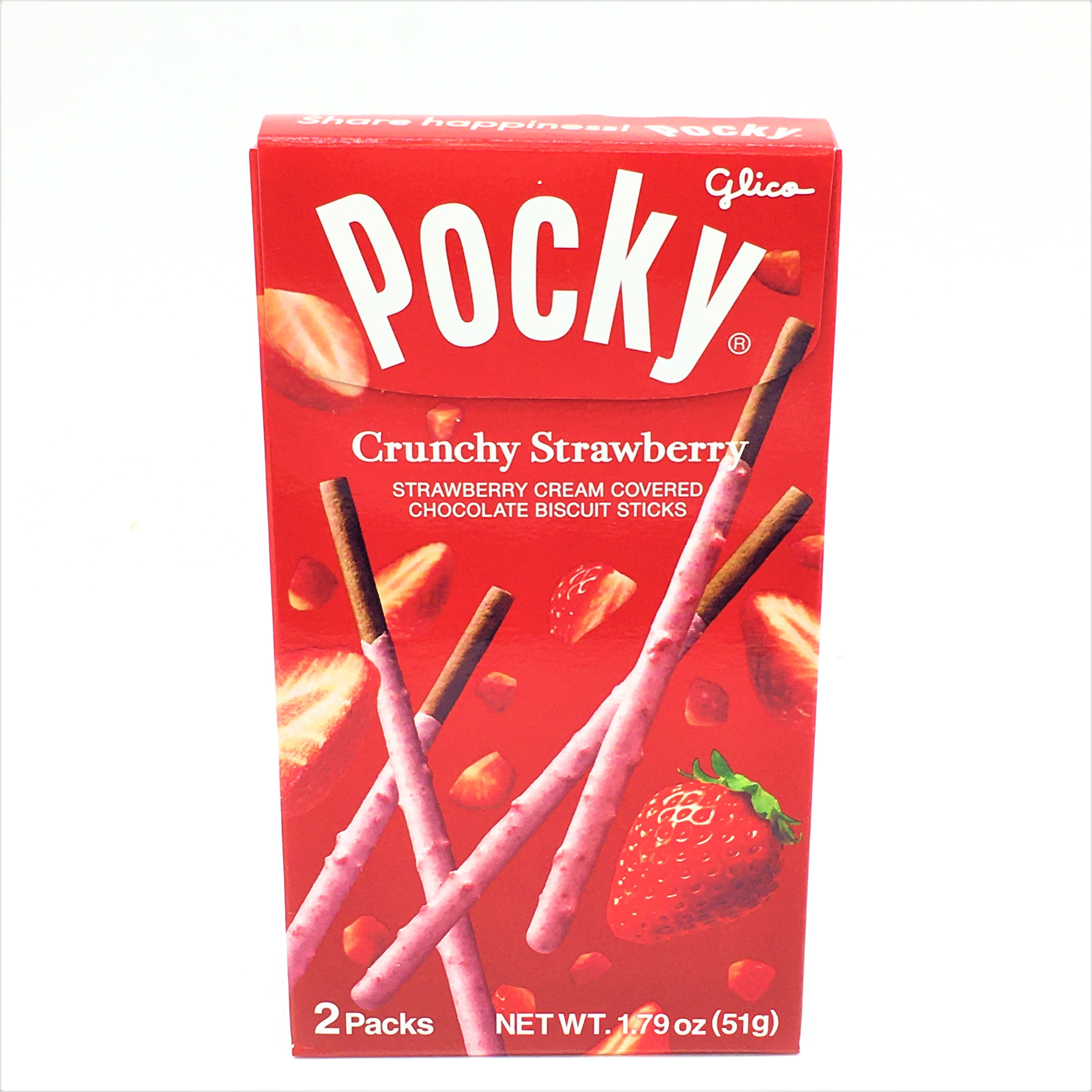 Glico Pocky Crunchy Strawberry Cream Covered Chocolate Biscuit Sticks 1