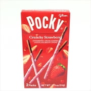 Glico Pocky Crunchy Strawberry Cream Covered Chocolate Biscuit Sticks 1.79oz