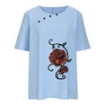 thumbnail image 4 of Ladies Summer Tops Sale, Plus Size Tops for Women Loose Casual Dandelion Printed Round Neck T-Shirts Ladies Comfy Short Sleeve Linen Blouse Summer Retro Tunic Tops, 4 of 6