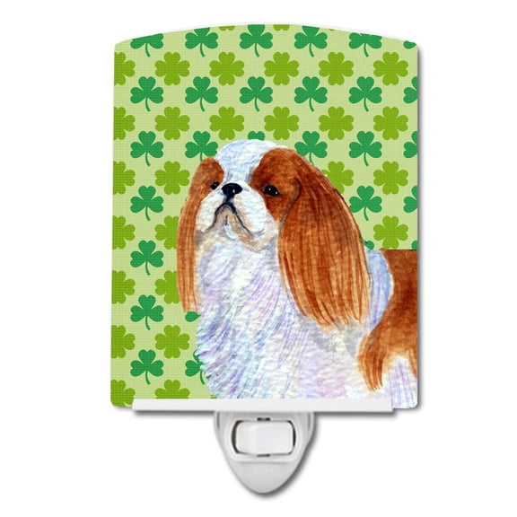 Caroline's Treasures SS4438CNL English Toy Spaniel St. Patrick's Day Shamrock Portrait Ceramic Night Light, 6x4x3",