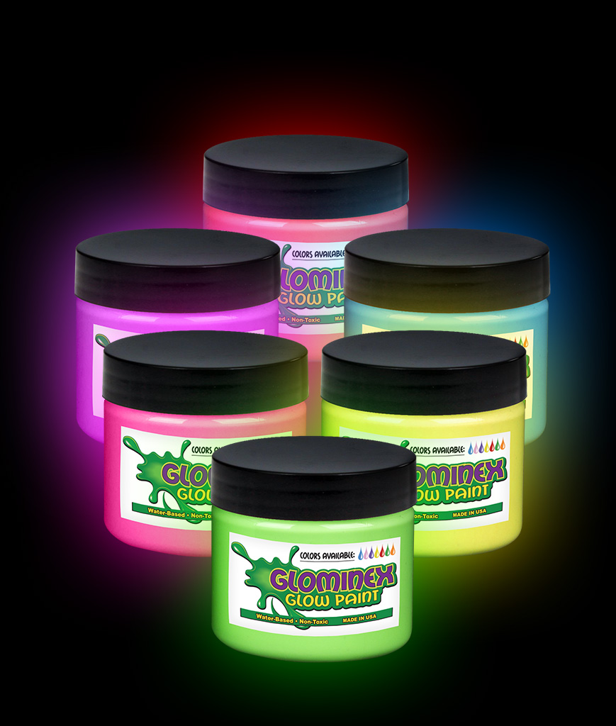 6 Pieces 2oz Glow in the Dark Paint for Art & Crafts, Painting, & Event Decorations Assorted