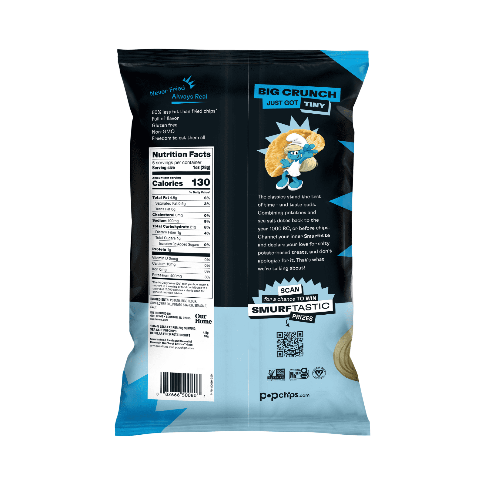 Popchips Potato Chips, Sea Salt, 5 Oz Bags - Pack Of 4