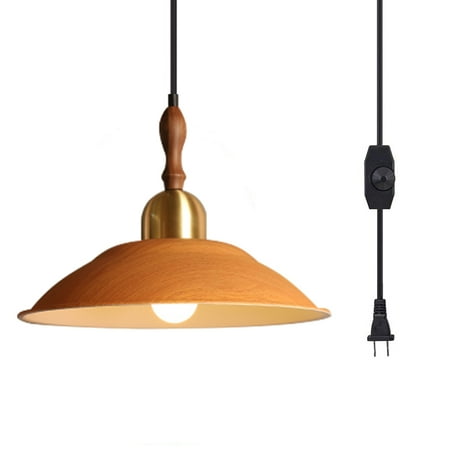 

Kiven Plug in Pendant Light Dimmable Hanging Light with Yellow Iron Lampshade Modern Ceiling Pendant Light for Bedroom Hallway Kitchen 1-Light