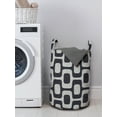 thumbnail image 3 of Abstract Laundry Bag, Modern White and Black Wave Pavement Pattern Fractal Looking Mosaic, Basket with Handles Drawstring Closure for Laundromats, 13" x 19", Black Pale Grey White, by Ambesonne, 3 of 4