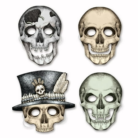 Club Pack of 48 Spooky Skeleton Halloween Masks 10.5