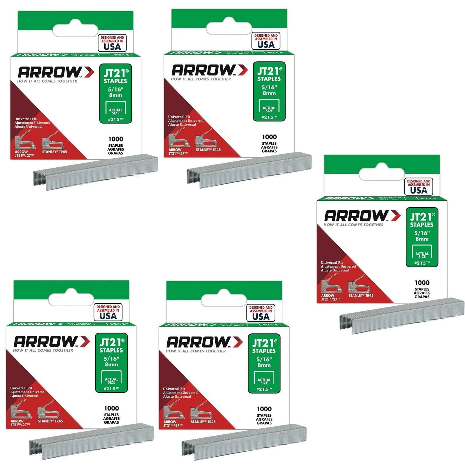 Arrow Fastener 215 5//16 JT21 Staples