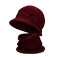 thumbnail image 2 of Women's Bucket Hats Women'S Knitted Warm Basin Hat Padded Cotton Hat Plush Hat + Scarf Two Piece Set Women's Accessories Bucket Hats, 2 of 5