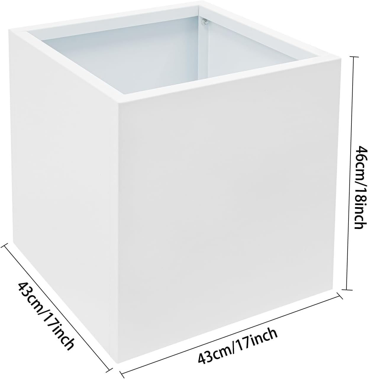 Large Black Square Planter, Cube Metal Planters Pot with Drainage Seams for Indoor and Outdoor, Heavy Duty Steel Flower Pots for Patio, Deck, Yard, Garden