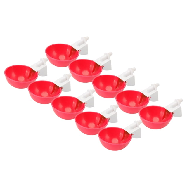 Automatic Poultry Waterer, 10pcs Eye Catching Chicken Waterer Cups G1/8 Male Thread For Farm For Quails Red