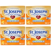 4 Pack St. Joseph Low Dose Aspirin Adult Aspirin Regimen 36 Chewable Tabs Each