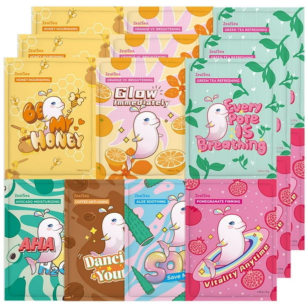 Mascarillas faciales ZealSea Skincare para mujeres y niños, paquete de 21