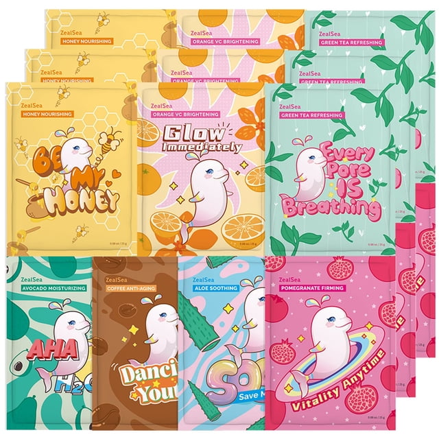 Mascarillas faciales ZealSea Skincare para mujeres y niños, paquete de 21