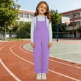 thumbnail image 6 of Blekii Girls Sleeveless Jumpsuit, Loose Fit Casual Overalls, Adjustable Strap School Romper, Purple, 120, 6 of 6