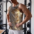 thumbnail image 5 of Pofeuu Golden White Tiger Print Men's Workout Tank Tops Sleeveless Muscle Gym Shirt Quick Dry-4X-Large, 5 of 7