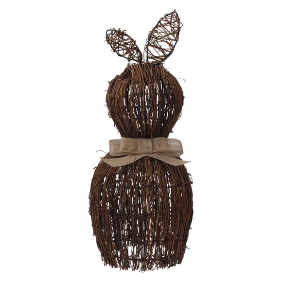 TanSiDing Handwoven Rattan Easter Bunny Sculpture Natural Woven Bunny Figurine Rustic Home Decor Spring Holiday Decoration Accent for Mantel Garden Display
