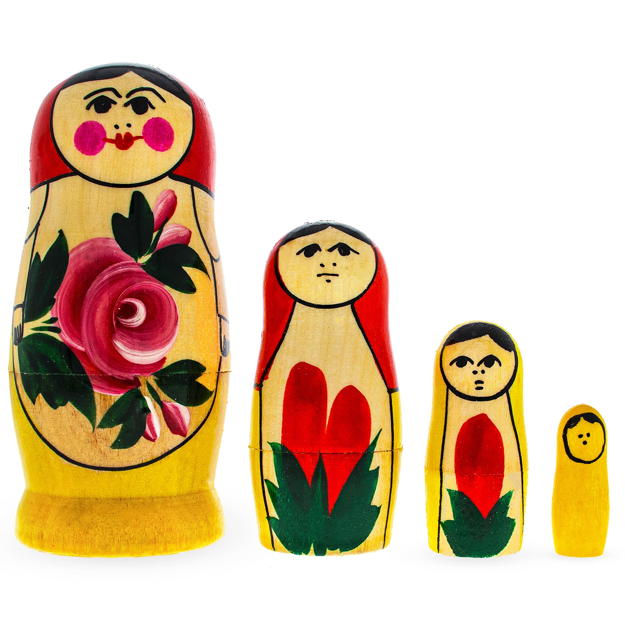 3 Miniature Traditional Wooden Matryoshka Russian Nesting Dolls 3 Inches 