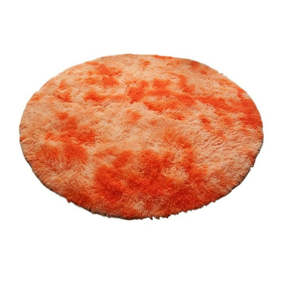 Round Area Rug Orange Circle 2.6ft Soft Fluffy Plush Shaggy Furry Carpet Floor Mat for Bedroom Living Room
