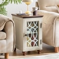 thumbnail image 3 of Farmhouse Nightstand with Charging Station Set of 2, Rustic Bedside Table with Glass Door for Bedroom, Vintage End Table with Storage Cabinet for Living Room, Side Table, White, 3 of 8