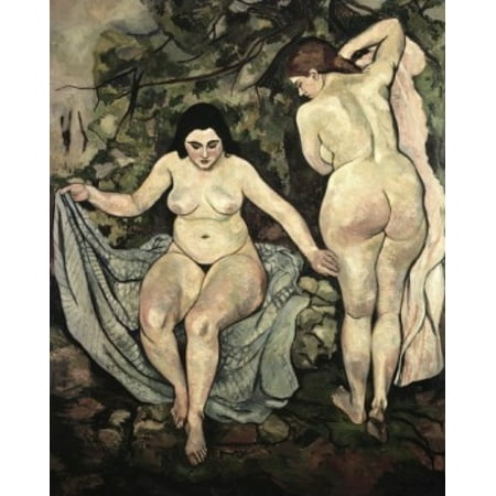 French Junior Nudist - Two Nudes Suzanne Valadon (1865-1938 French) Stretched Canvas - Suzanne  Valadon (24 x 36)