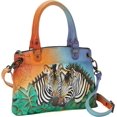 thumbnail image 2 of Anna by Anuschka Hand Painted Women’s Genuine Leather Small Satchel - Dragonfly Glass Painting, 2 of 5
