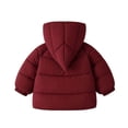 thumbnail image 3 of OGLCCG Hooded Puffer Jackets for Girls Lightweight Warm Quilted Winter Coat for Girls Full Zip Cute Down Jacket with Pockets(Wine,1-2 Years), 3 of 6