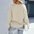 thumbnail image 6 of VISALY Pullover Crewneck Sweatshirt Tunic Sweatshirt Casual Oversized Sweatshirt Long Sleeve Preppy Sweatshirts Fall Pullover Sweaters Basic Sweatshirt Winter Sweatshirts Basic Sweatshirt Beige L, 6 of 6