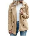 thumbnail image 2 of Tagold Shacket Jacket for Women, Fall Clothes for Women 2022, Women Jacket Solid Jacket Button Pocket Turndown Neck Slim Fit Warm Medium and Long Jacket Womens Fall Fashion Cardigan, Khaki, XL, 2 of 6