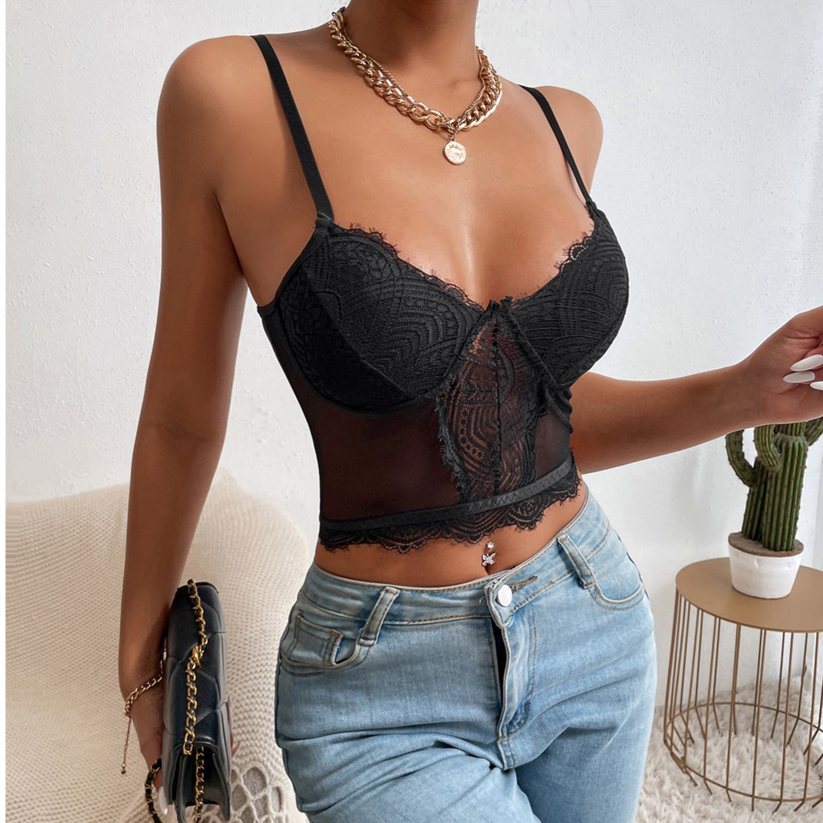 Baycosin Tank Top With Built In Bra For Women Summer Satin Crop Top  Backless Corset Top Night Club Party Bustier Top