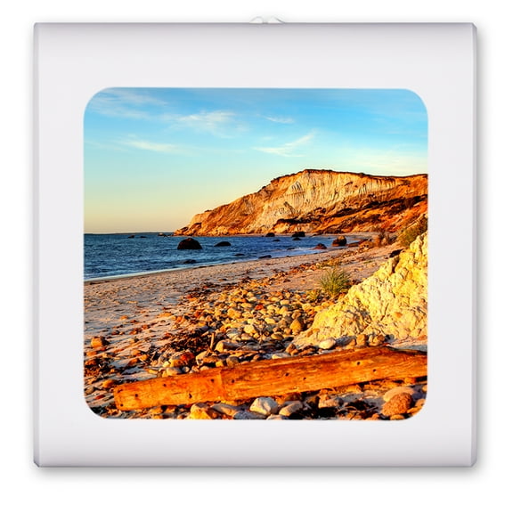 Plug in Dimmable LED Night Light with Dusk to Dawn Auto Sensor, Adjustable Brightness, Warm Light, Auto On/Off Nightlight for Bathroom, Hallway, Nursery, Bedrooms - Pebbles on the Beach