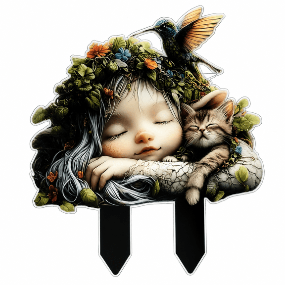 Jpxdew Bohemian Style Enchanting Hummingbird Garden Art Stake - Acrylic Outdoor Decor Sculpture for Patio, Yard & Landscape (11.4x11.8in, Weather-Resistant)