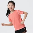 thumbnail image 6 of Hotiary Kids Summer Moisture Wicking Active Sports T-Shirt Round Neck Short-Sleeve Solid Color Undershirt Boys & Girls Teenagers Aged for 4 Years-14 Years, 6 of 8