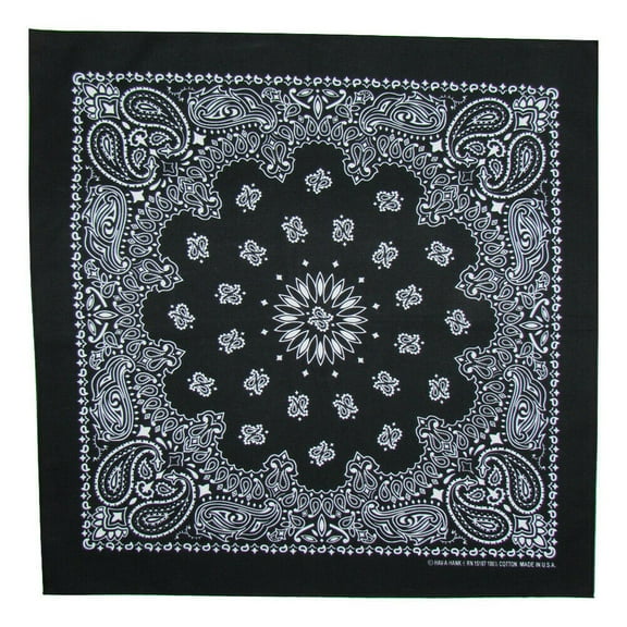 MTL Cotton Traditional Paisley Double Sided Bandana USA Made, Black