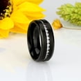 thumbnail image 5 of 8MM Comfort Fit Titanium Wedding Band Black Brushed Center Shiny Edge CZ Eternity Ring (Size 7 to 15), 5 of 5
