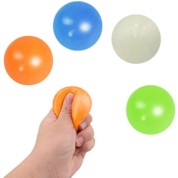 Glow in The Dark Sticky Globbles Balls, Boule anti-stress brillante, Malade  au mur et tombe lentement, Jouets spongieux pour enfants et adultes, Jouet  amusant pour TDAH, TOC, ACD, Anxiété (70 mm, Vert